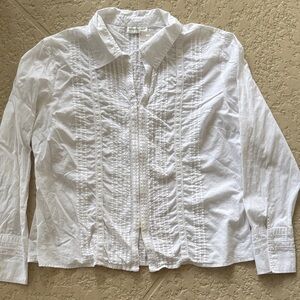 Coldwater Creek White Textured Blouse